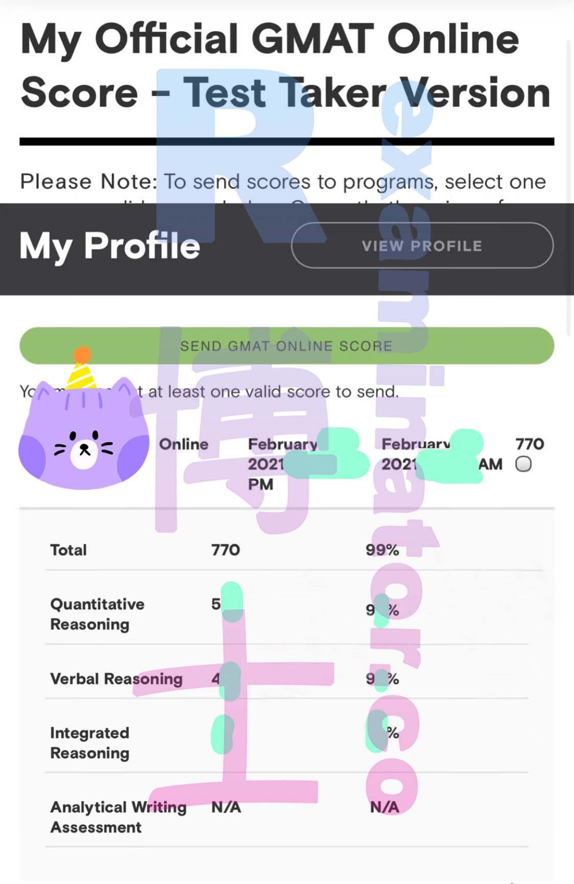 ¡En febrero, un nuevo puntaje alto de 770 en el GMAT!