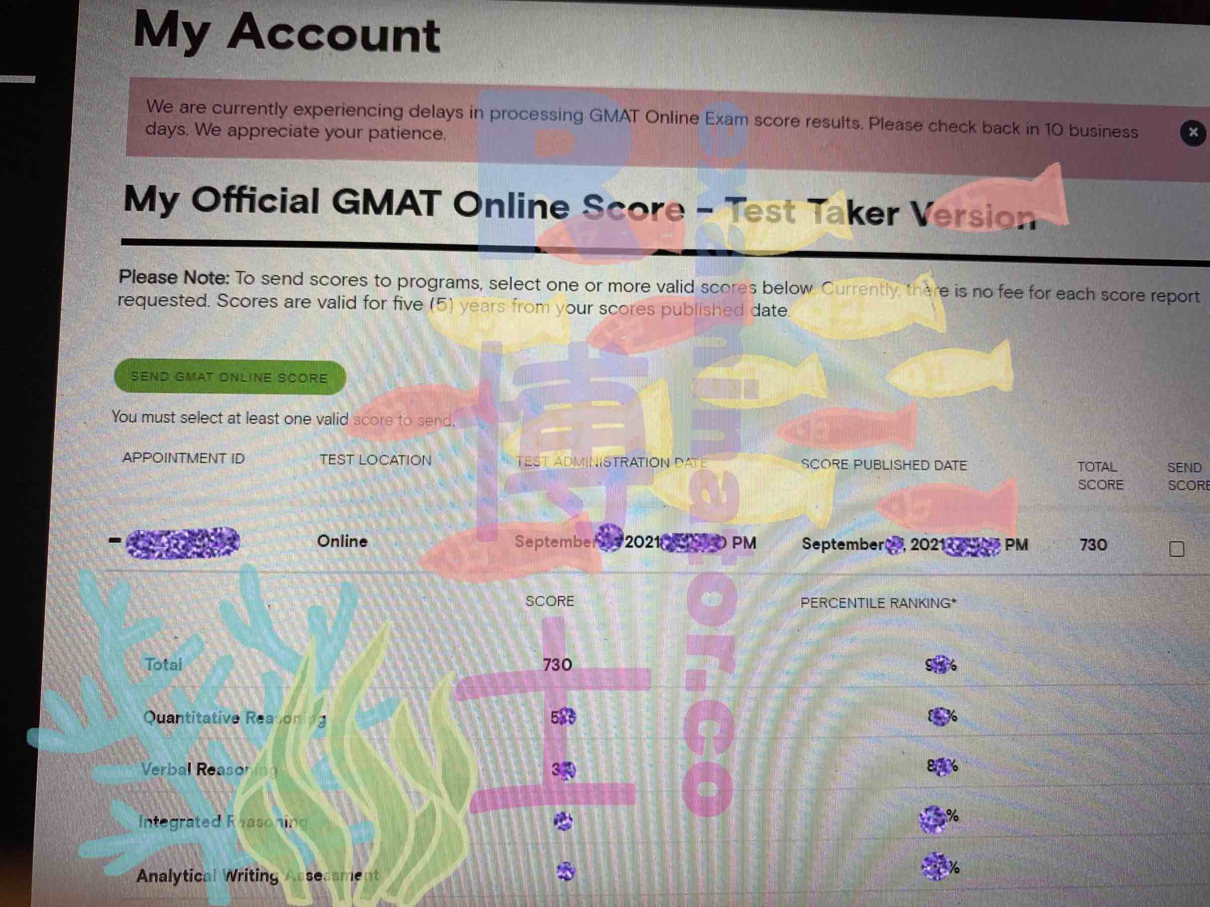 Score GMAT en ligne de 730 officiellement publié ! Félicitations à l'étudiant(e) S~
