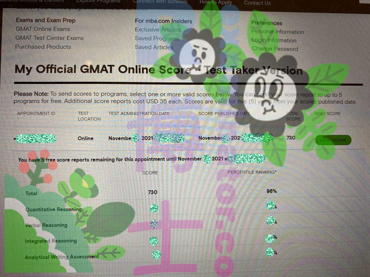 GMAT 온라인에서 730점! 어제 시험 보고 오늘 점수 받았어요!
