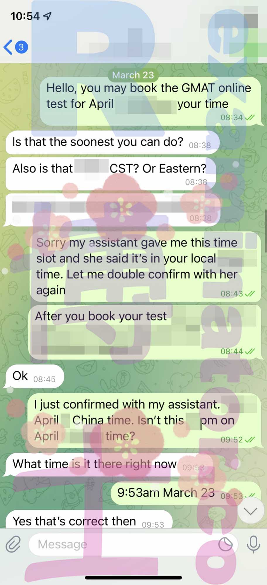 screenshot of chat logs for [Trampa en GMAT] success story #160