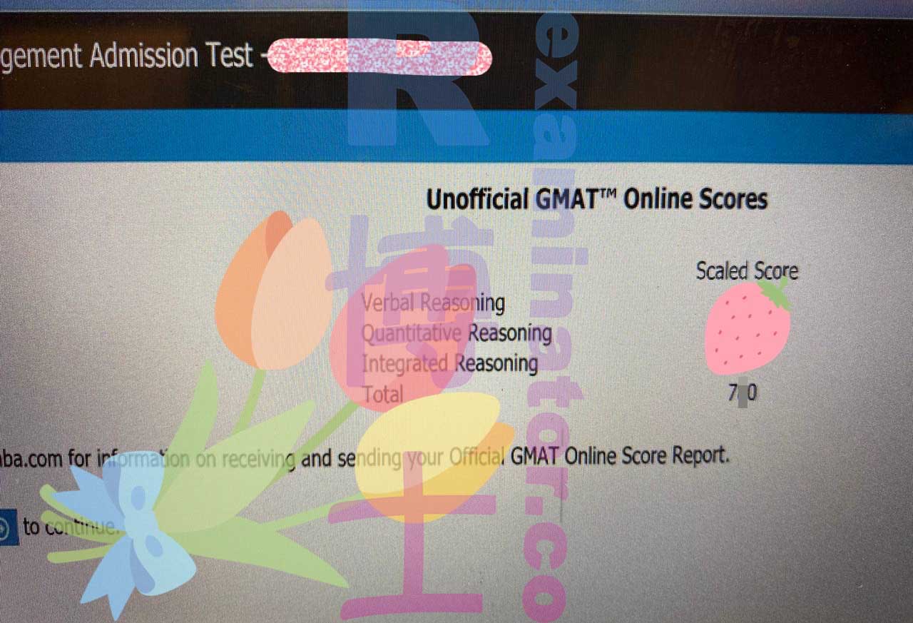 J'ai obtenu un score de plus de 770 au GMAT en ligne ! Un client américain voulait obtenir un excellent score, mais il avait peur d'atteindre 800. 😂 Si vous souhaitez un score dans une certaine fourchette, faites-le nous savoir à l'avance.
