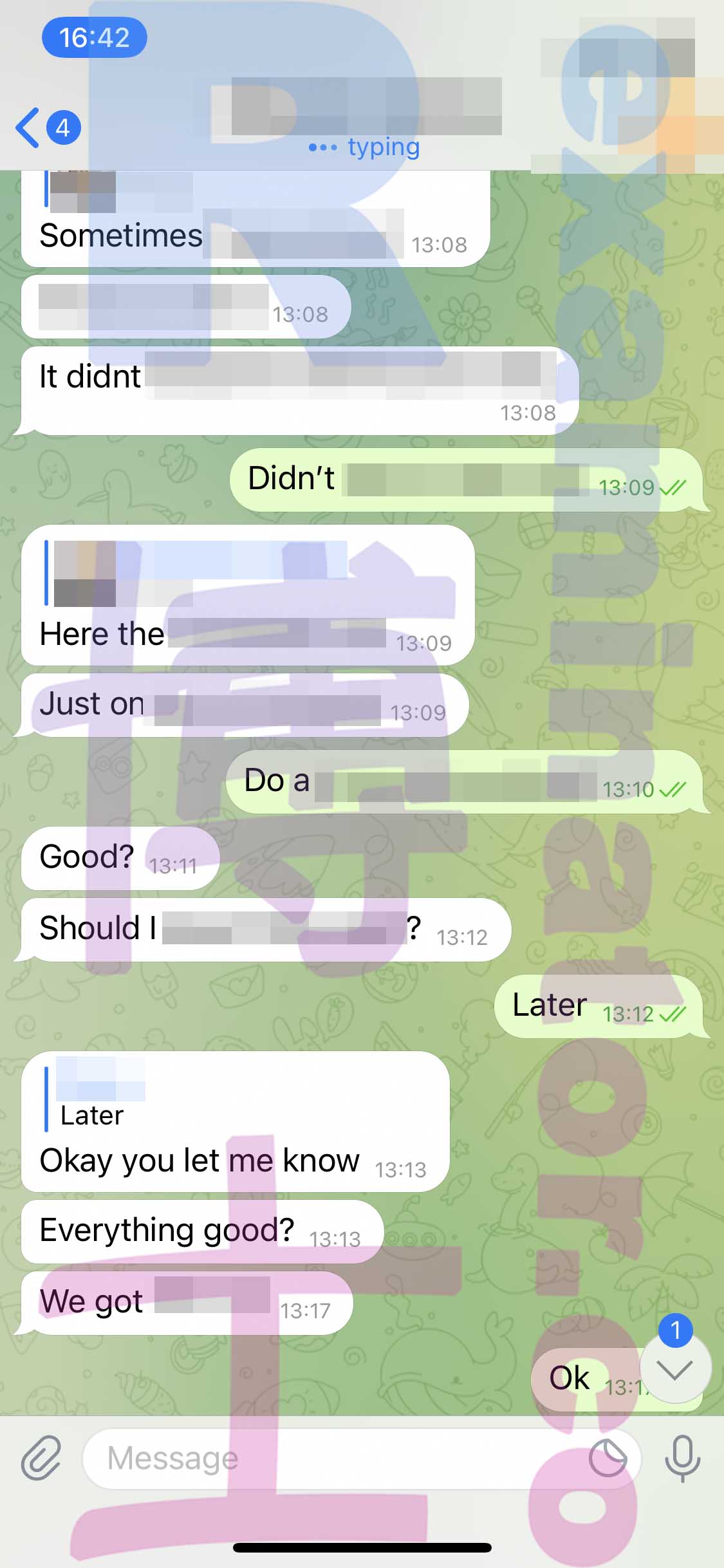 screenshot of chat logs for Tricherie au GMAT success story #306