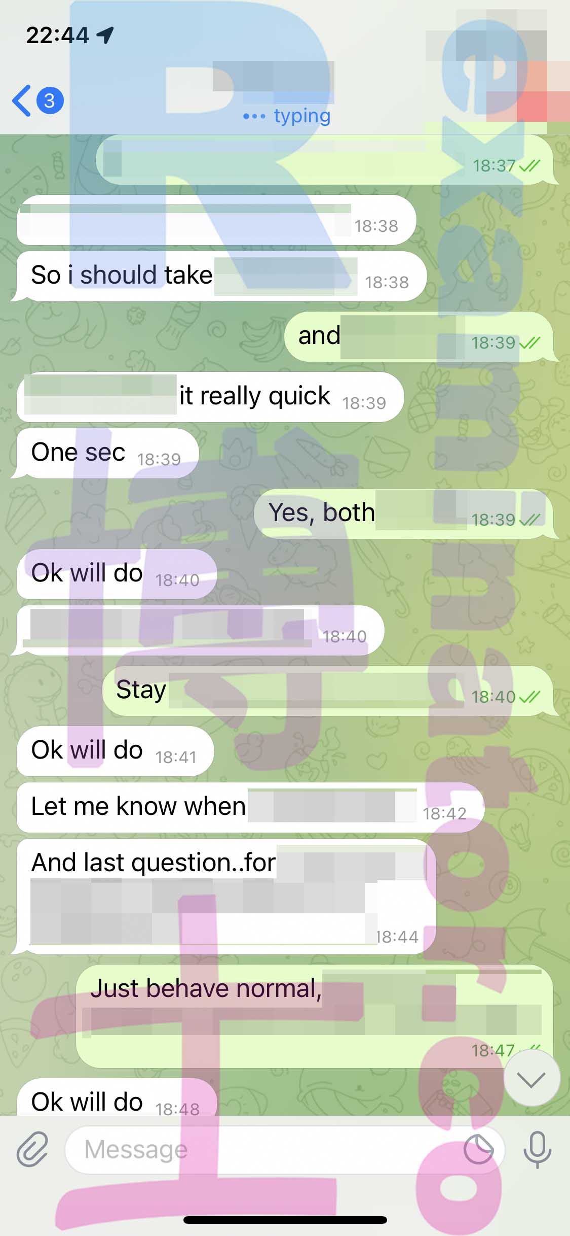 screenshot of chat logs for Tricherie au GMAT success story #319