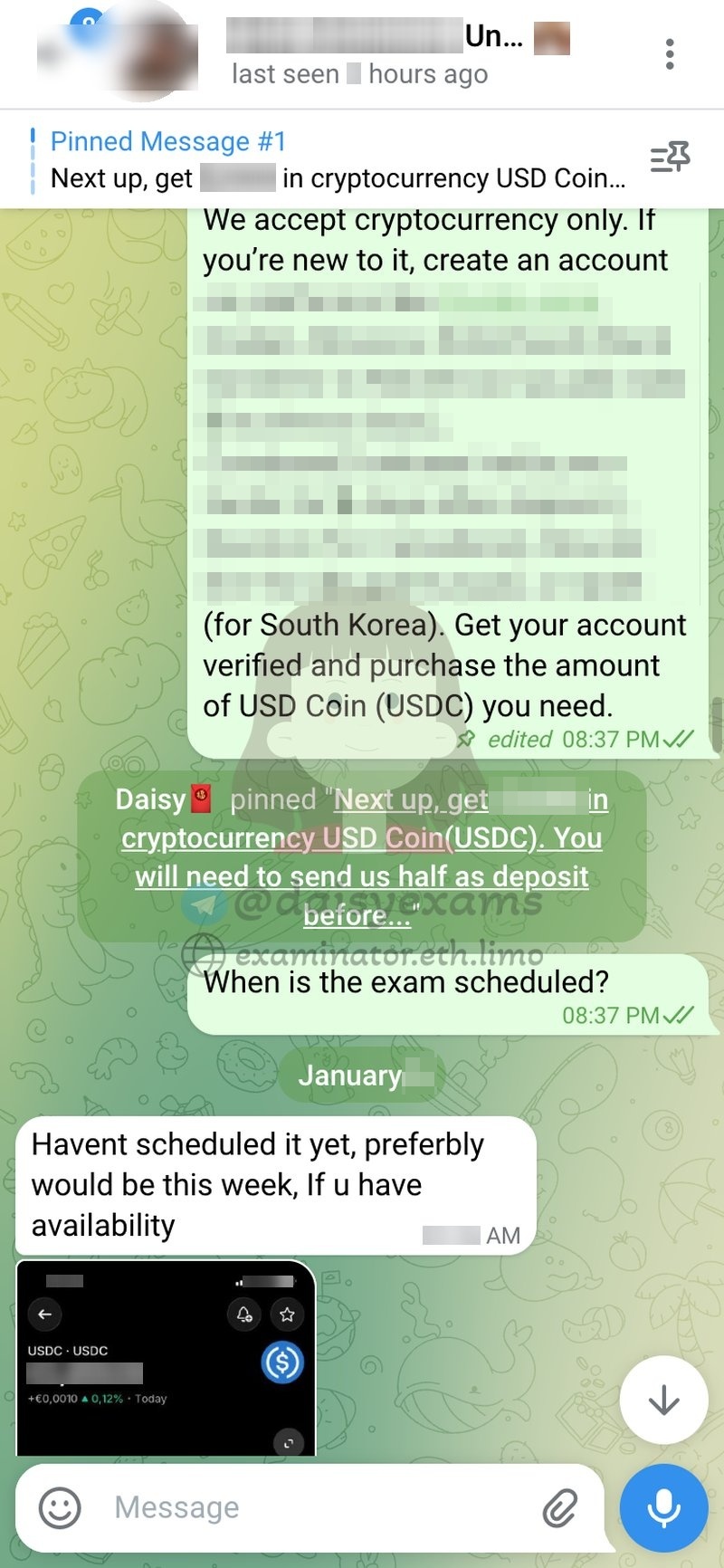 screenshot of chat logs for 부정행위 success story #722