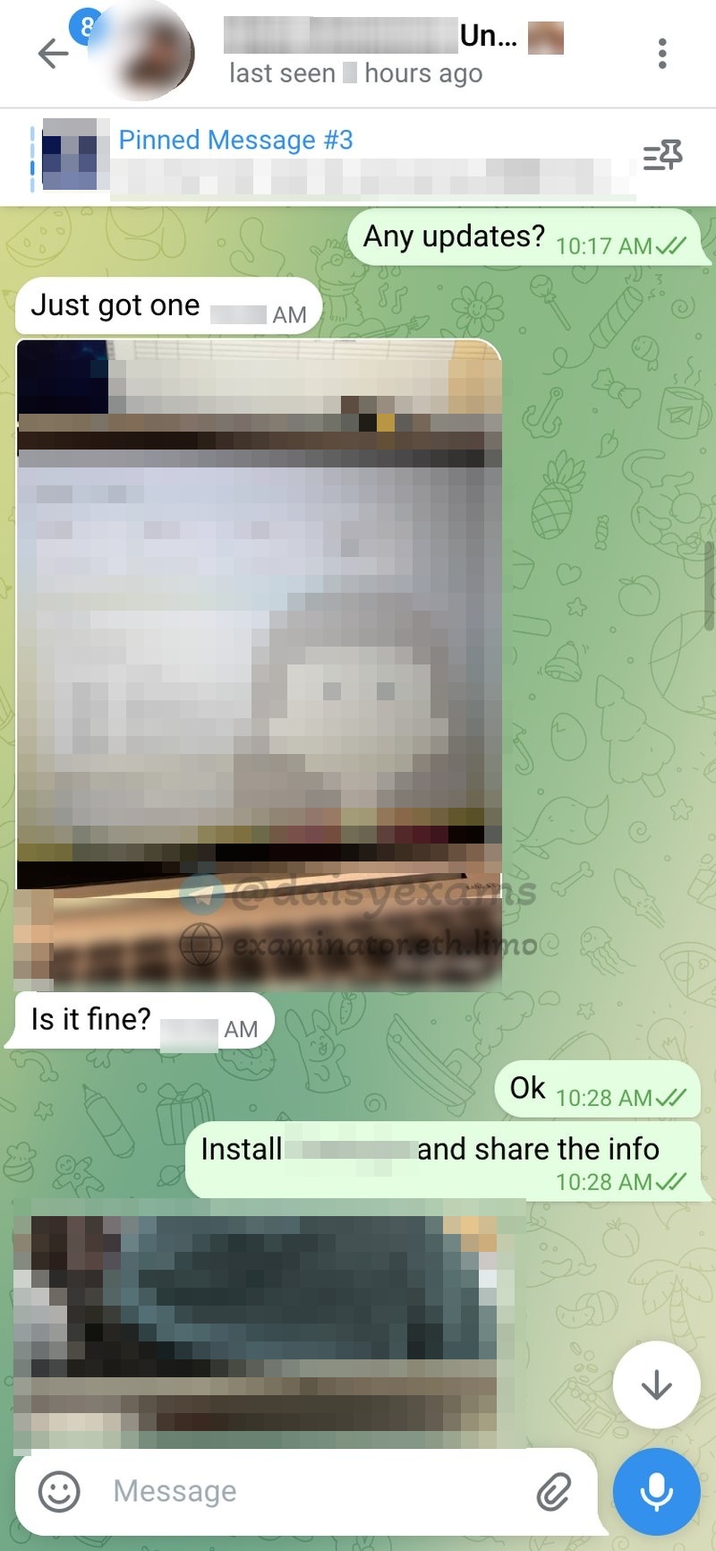 screenshot of chat logs for 부정행위 success story #722