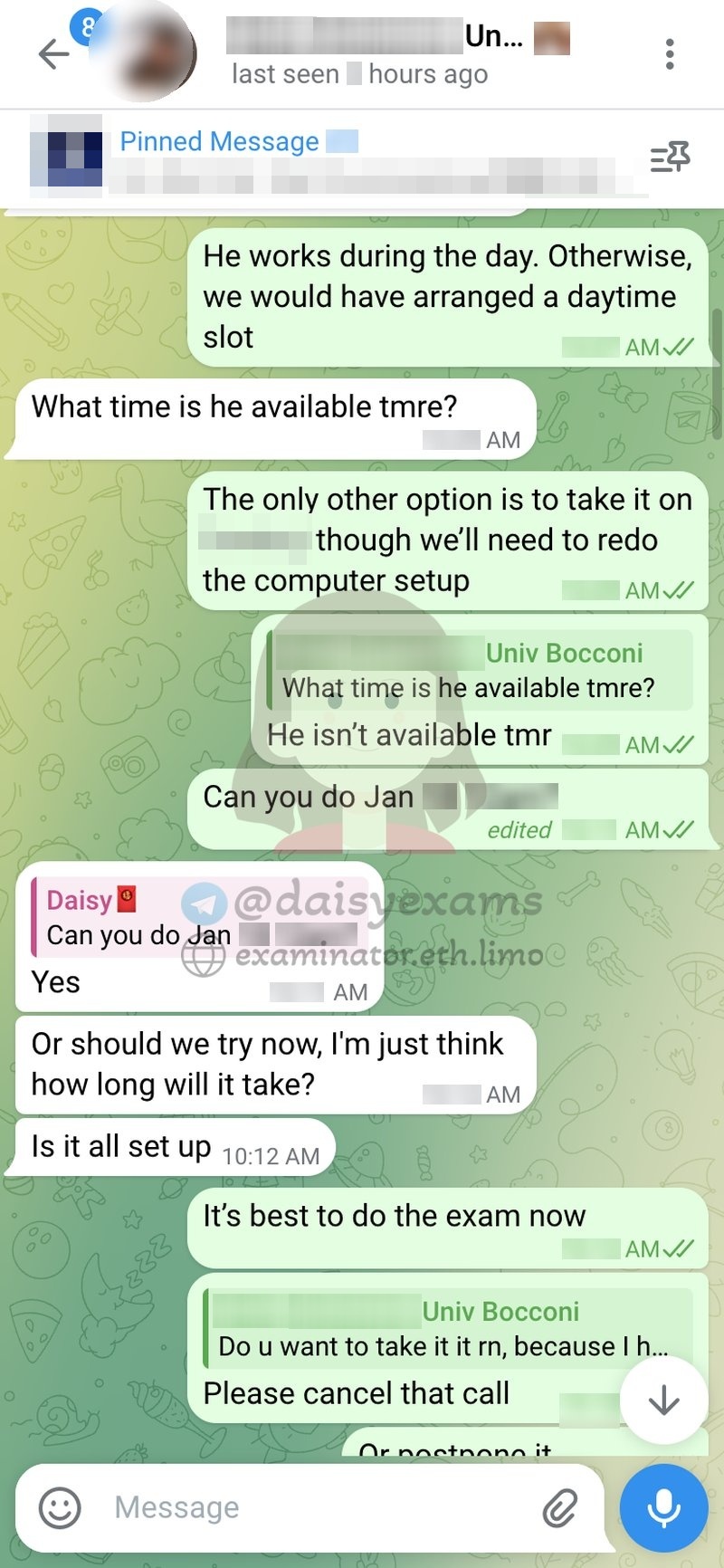 screenshot of chat logs for 부정행위 success story #722