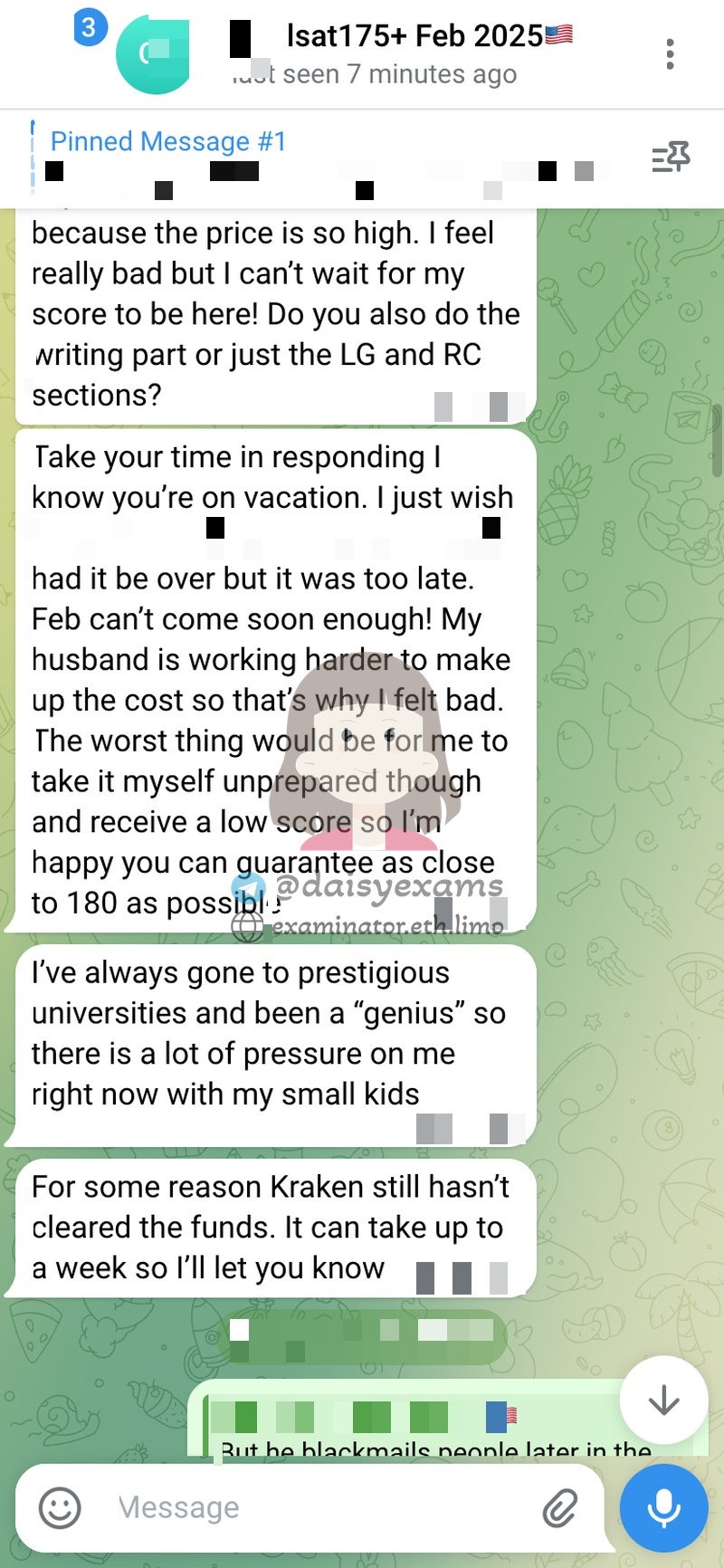 screenshot of chat logs for LSATでの不正行為 success story #733