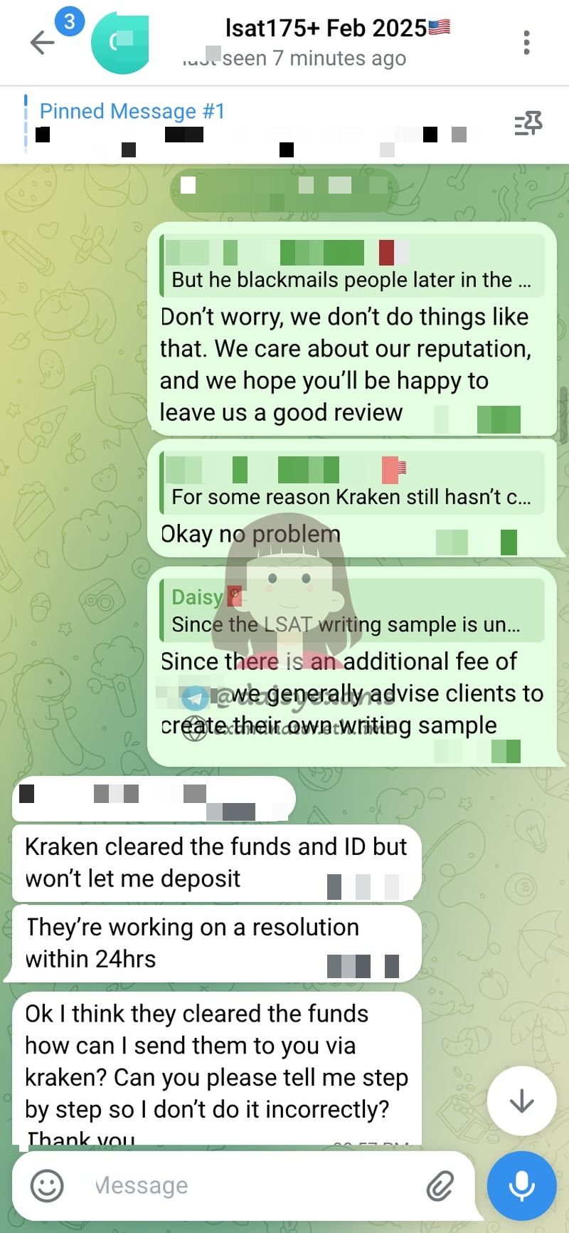 screenshot of chat logs for LSATでの不正行為 success story #733