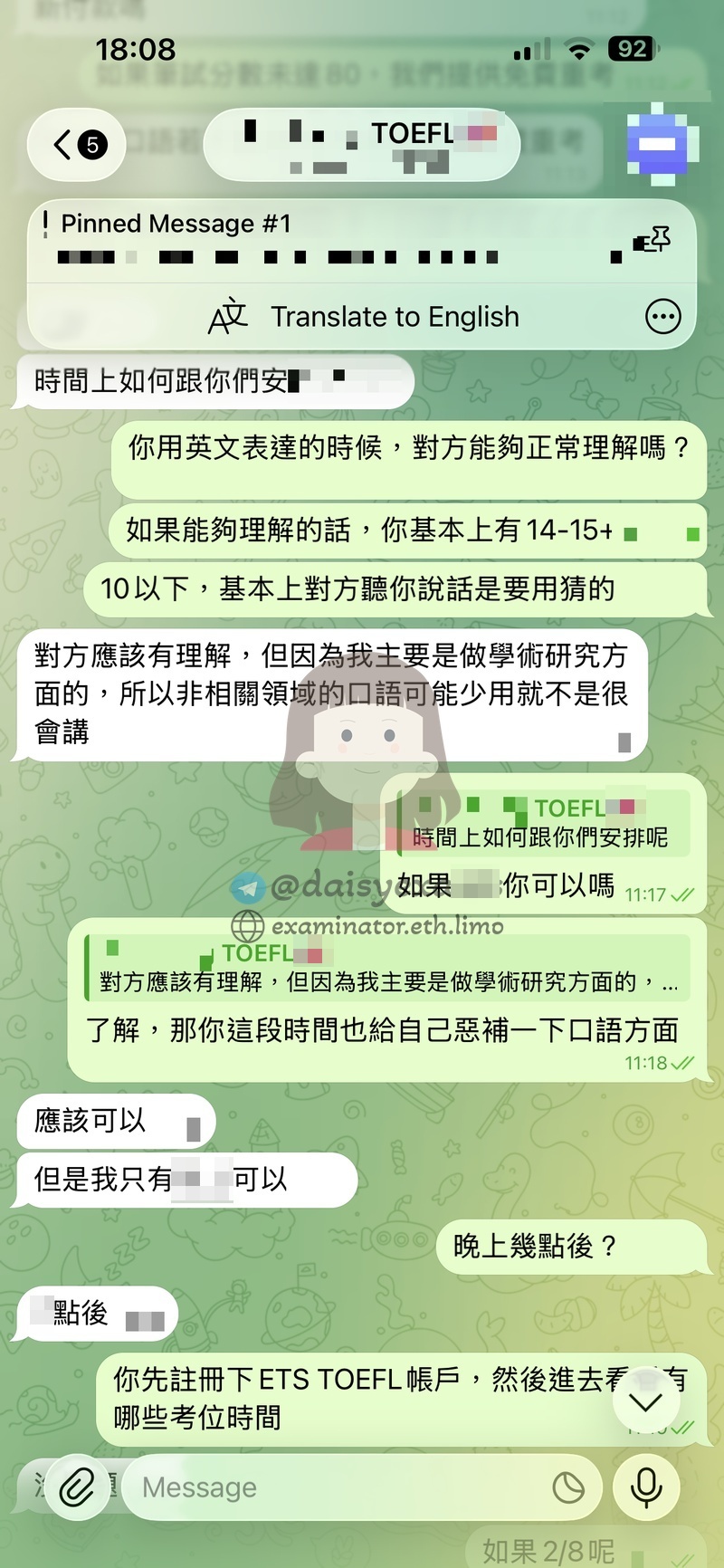 Organización de Horarios de TOEFL