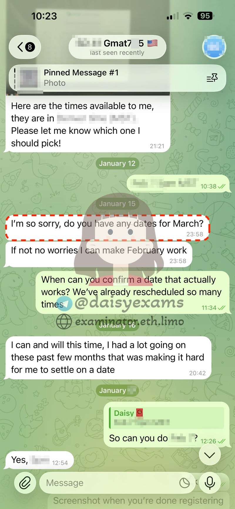 GMAT代理: 再スケジュール確認