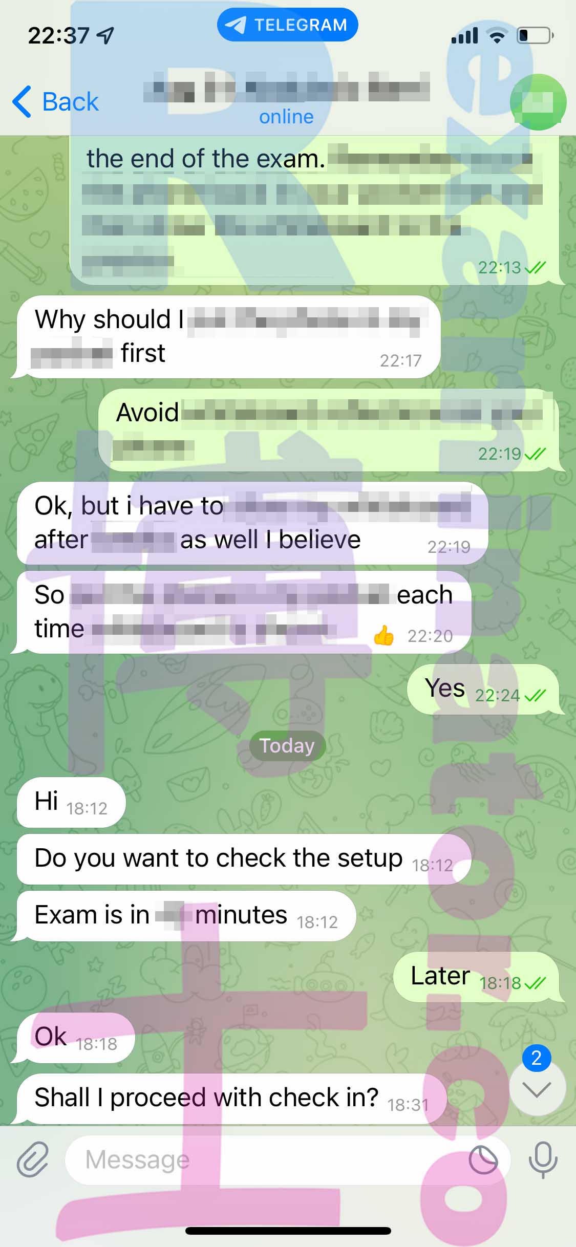 screenshot of chat logs for Tricherie au GMAT success story #392