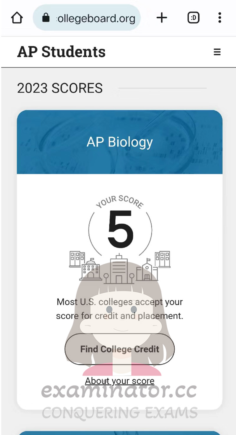  AP AP Biology Score 5 Examinator