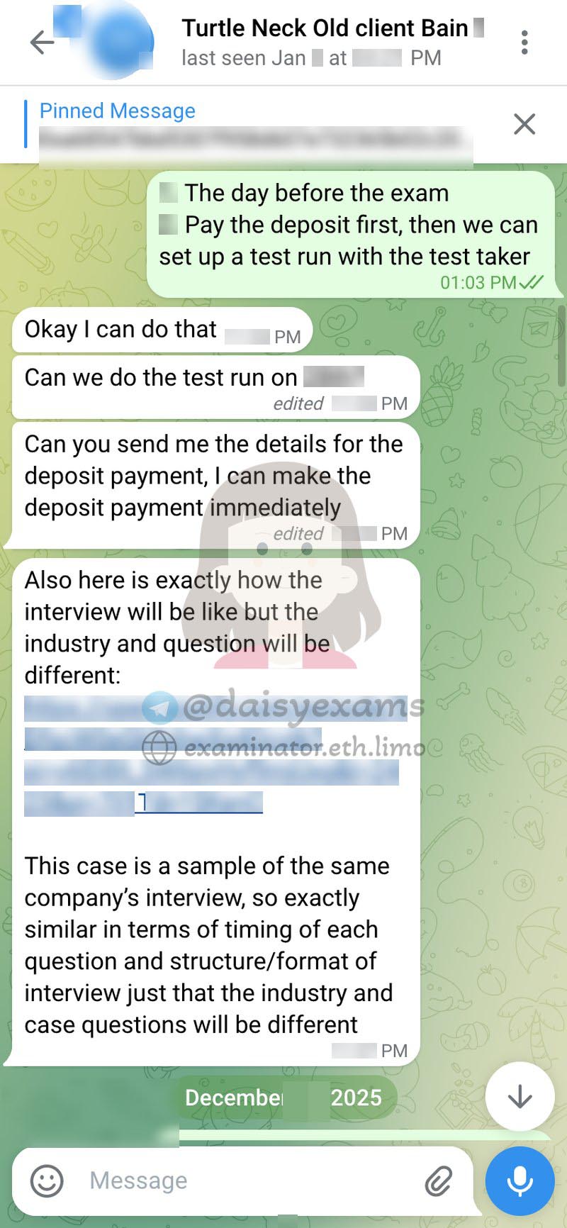 screenshot of chat logs for 부정행위 success story #711