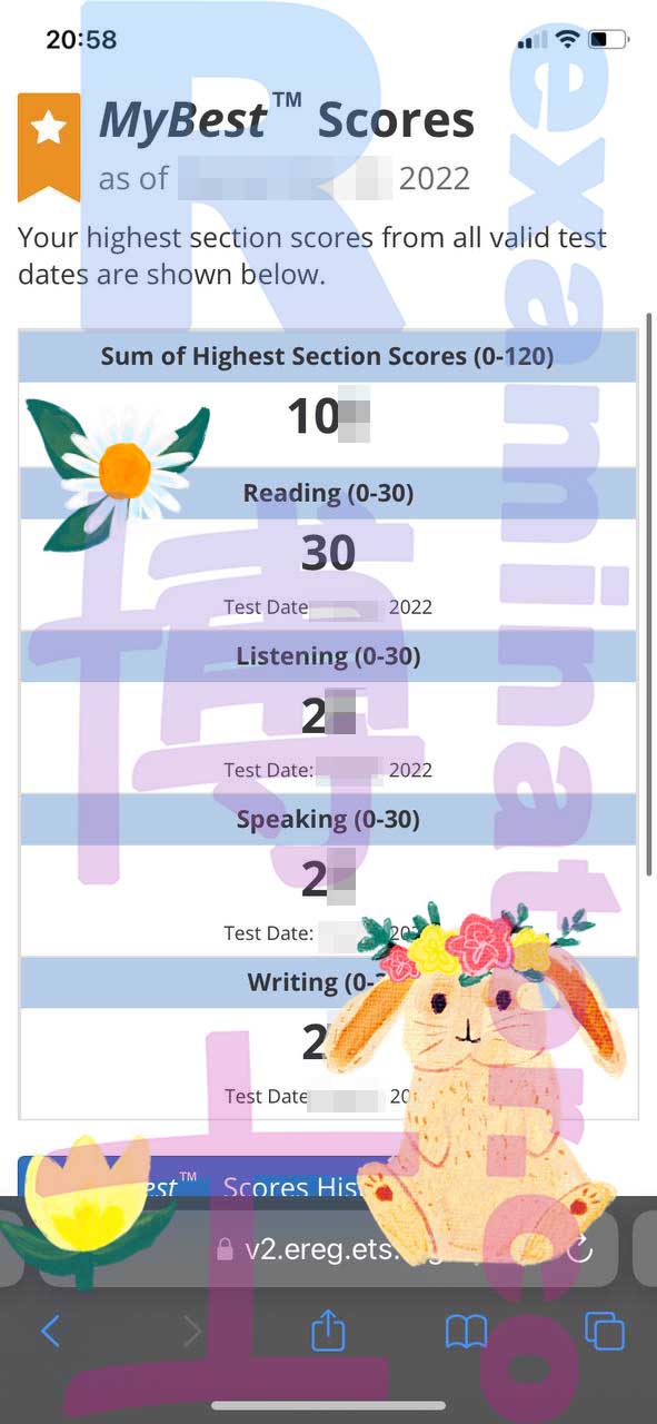 TOEFL Home版で100以上の公式スコアを取得!!✨ 台湾のお客様が長くて真剣な5つ星レビューを残しました！⭐️⭐️⭐️⭐️⭐️(中国語)「もっと一生懸命に英語を勉強します！」
