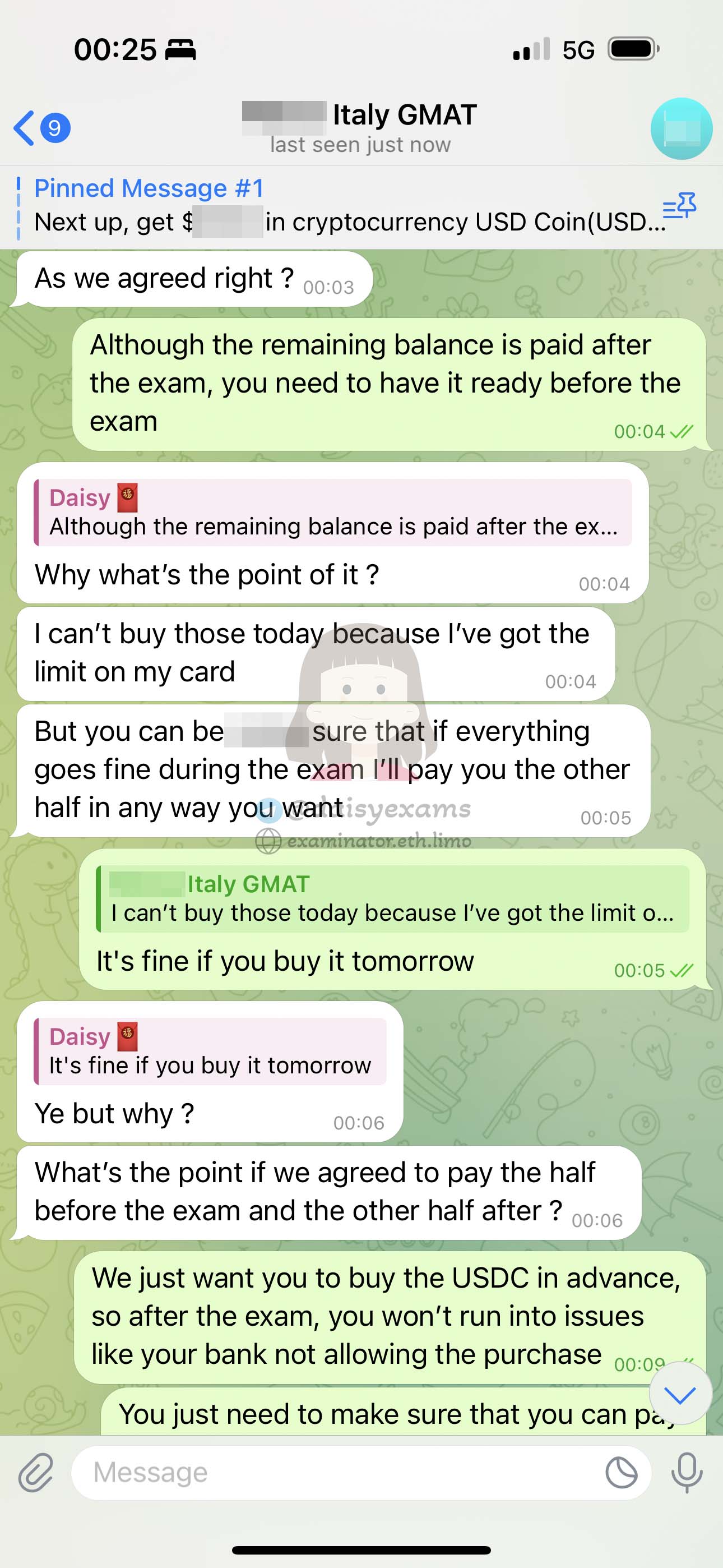 screenshot delle chat per Truffa nel GMAT storia di successo #680