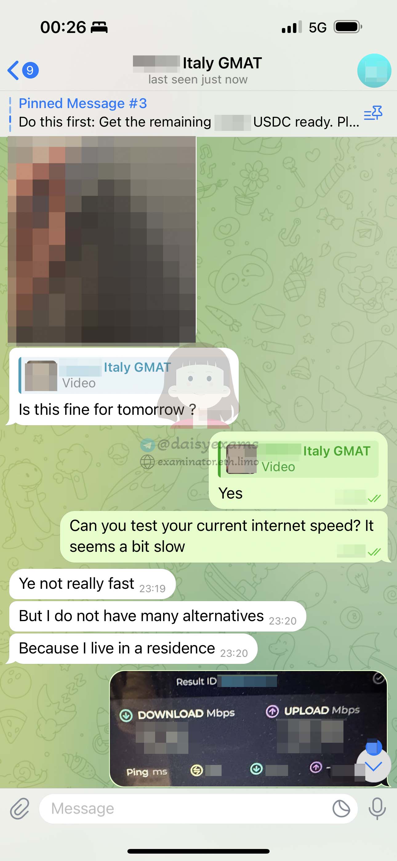 screenshot delle chat per Truffa nel GMAT storia di successo #680