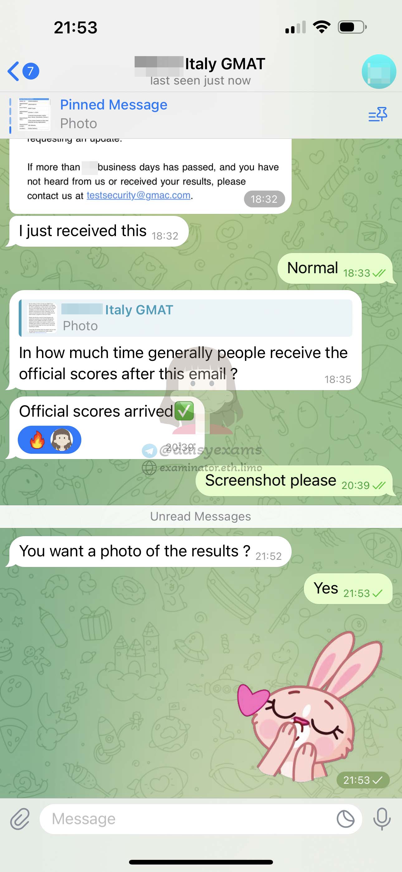 GMAT代考保分成功案例#680的与客户对话截图
