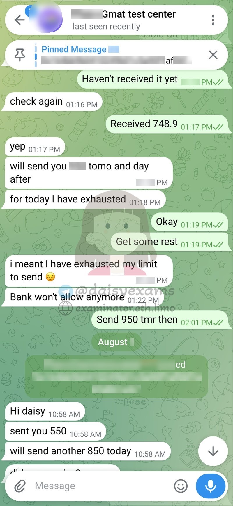 Client hitting daily bank and exchange transfer limits