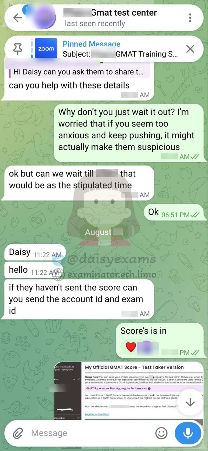 Score delivery confirmed and account handed back