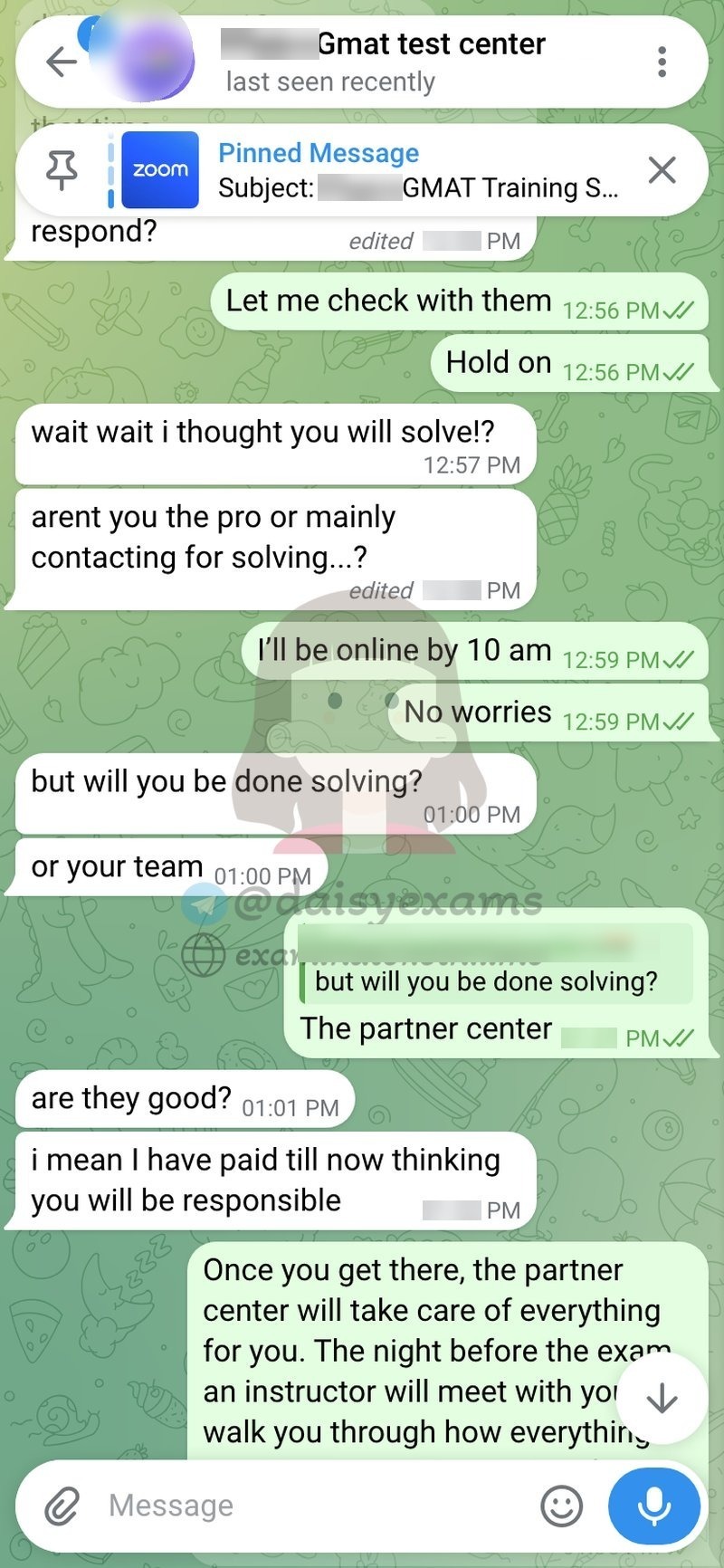 Explaining how the answers are worked out and relayed during the exam