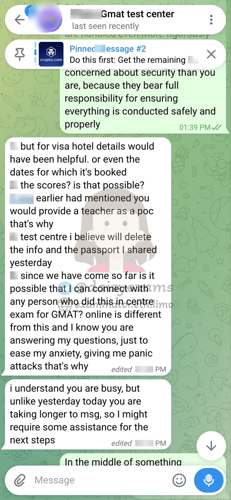 Client raising a security concern about the in-person exam