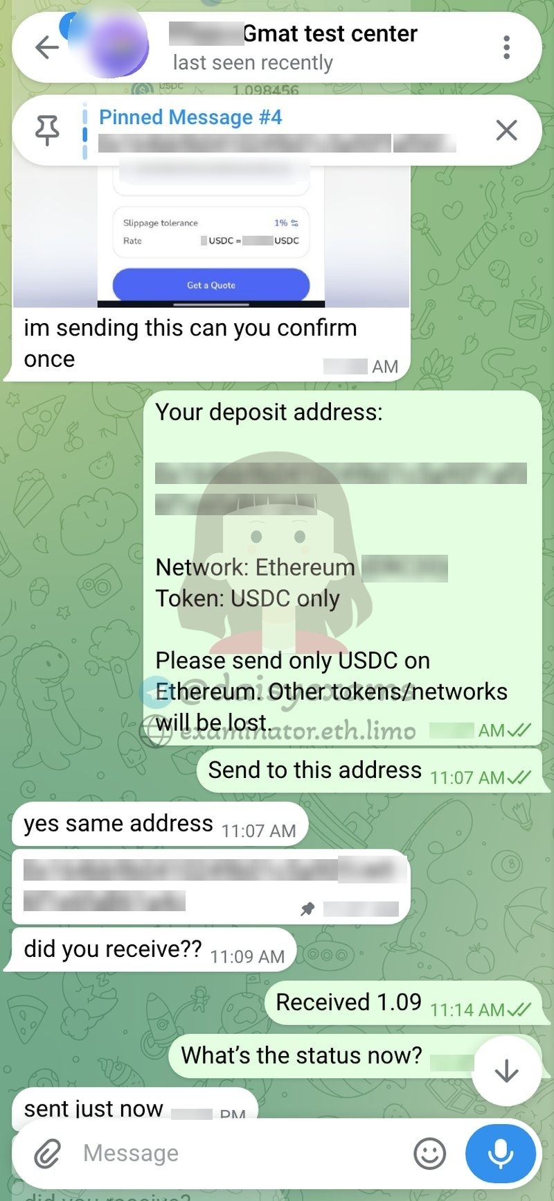 Confirming each individual transfer as it arrived