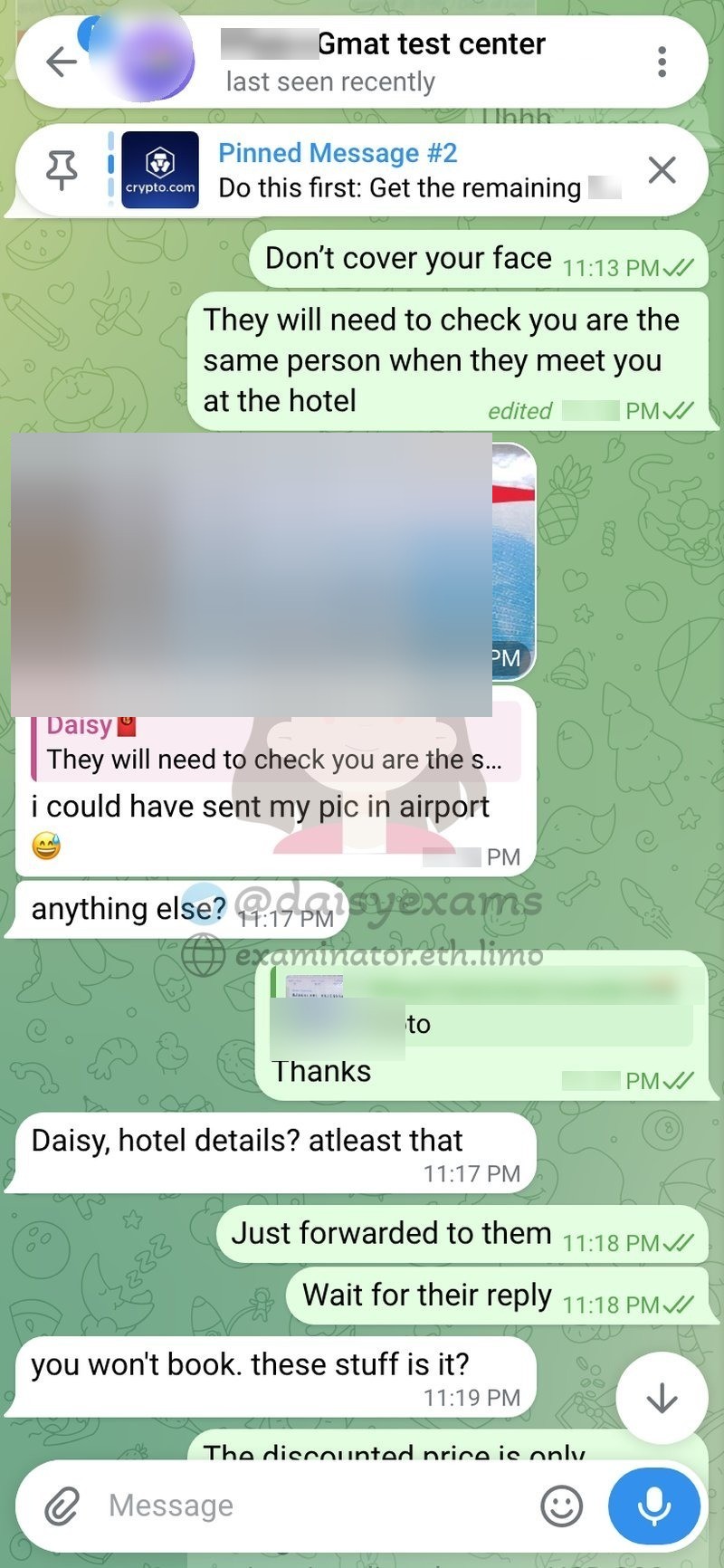 Identity verification so the instructor could recognize the client