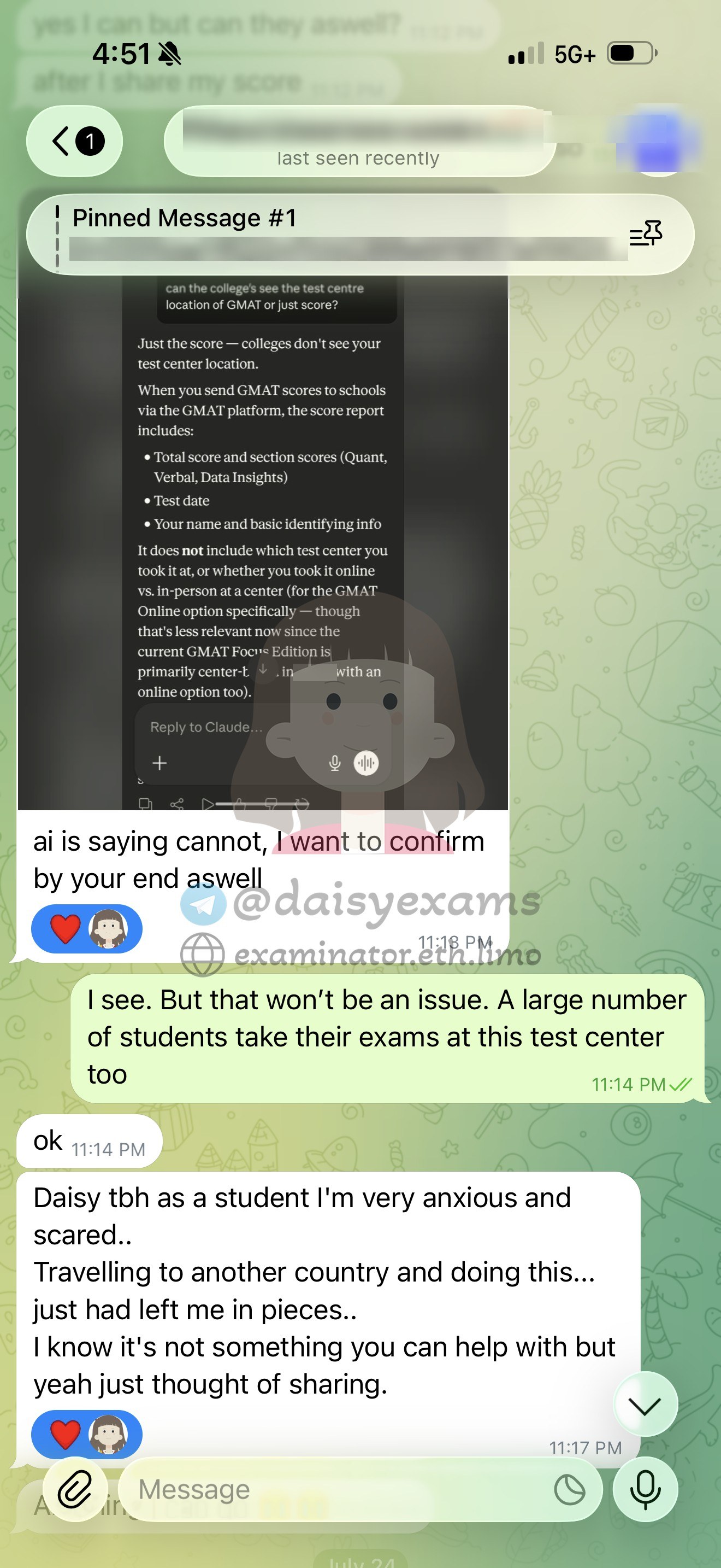 The full reassuring answer, and the client sharing his anxiety about traveling abroad