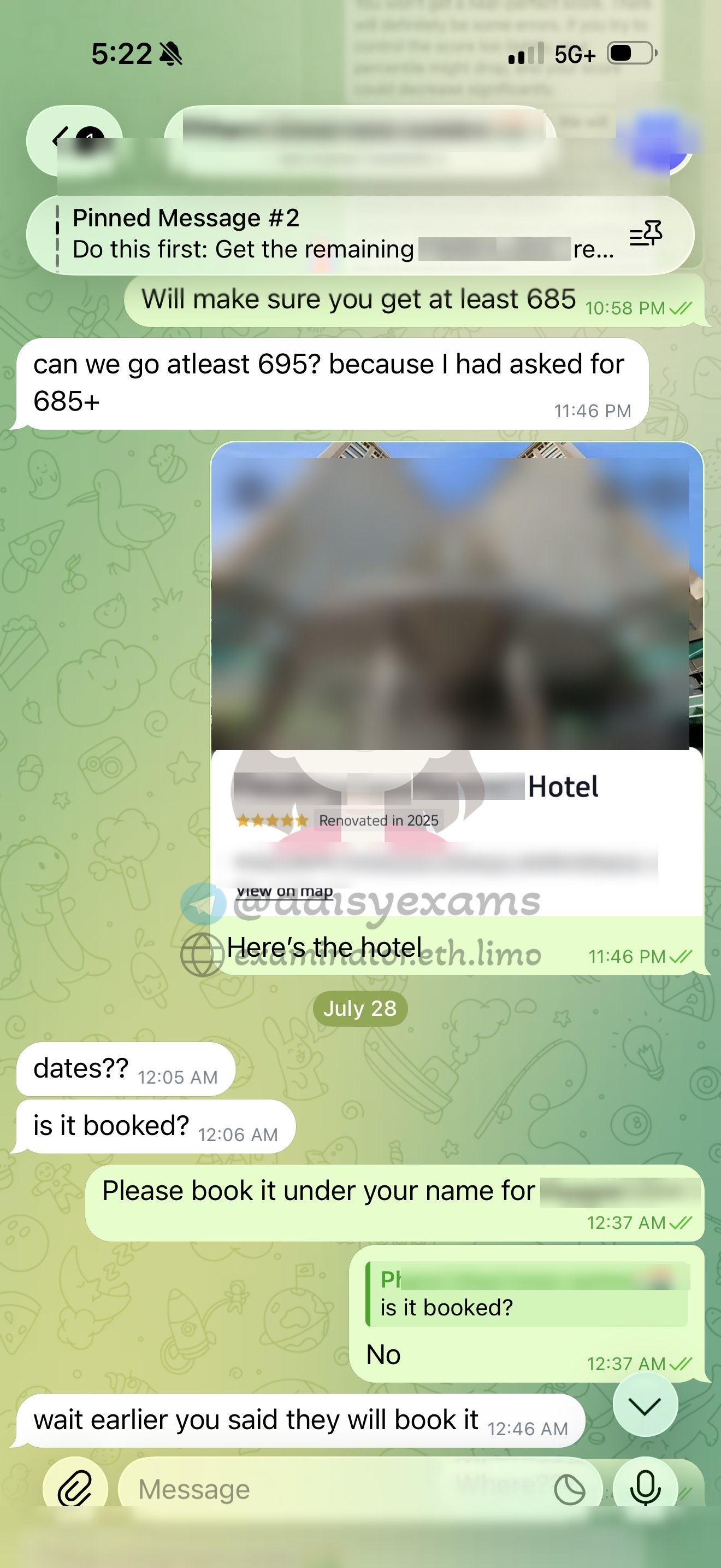 We send the client the designated hotel and tell him to book it under his own name
