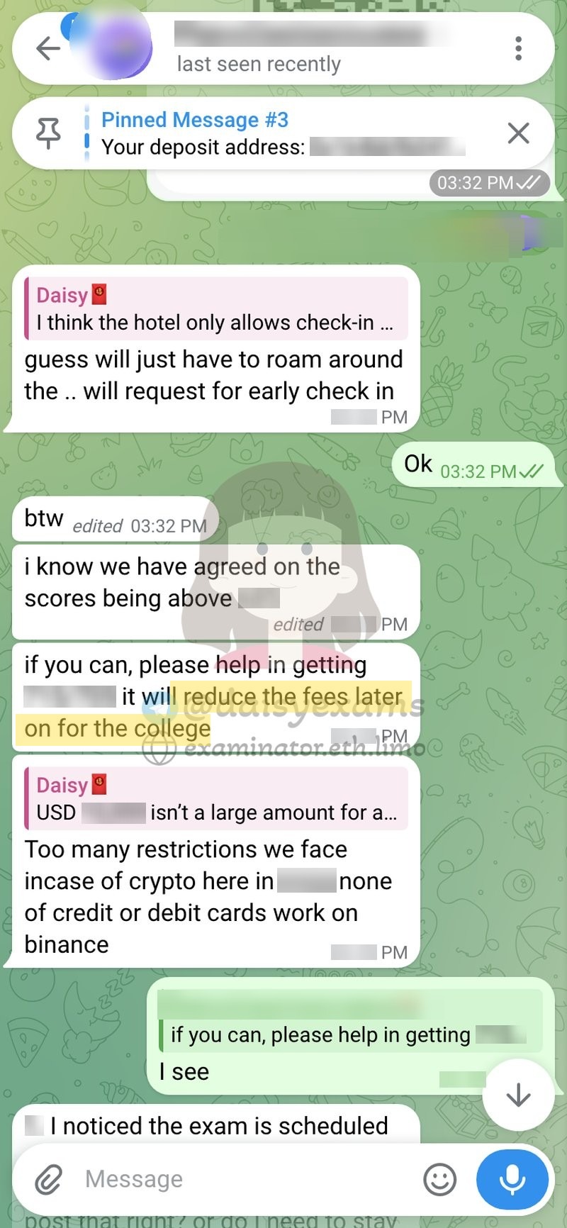 Client explaining a higher score would mean a scholarship and lower college fees