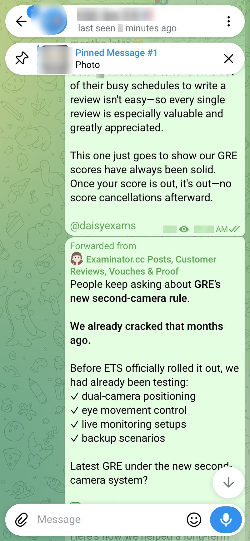 She asked about the new second-camera rule. We had already handled it.