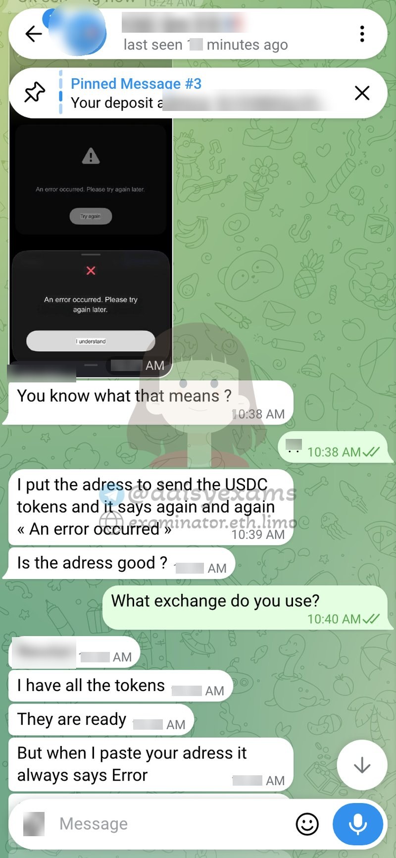 The transfer kept failing: "it says again and again, An error occurred."