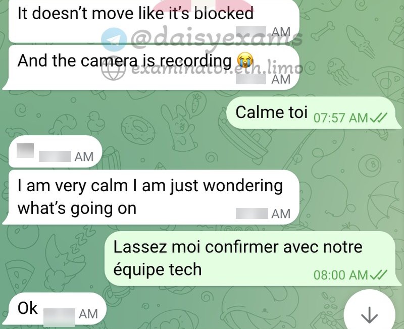 We switched to her own language to calm her down: "Calme toi" — then promised to check with the tech team.