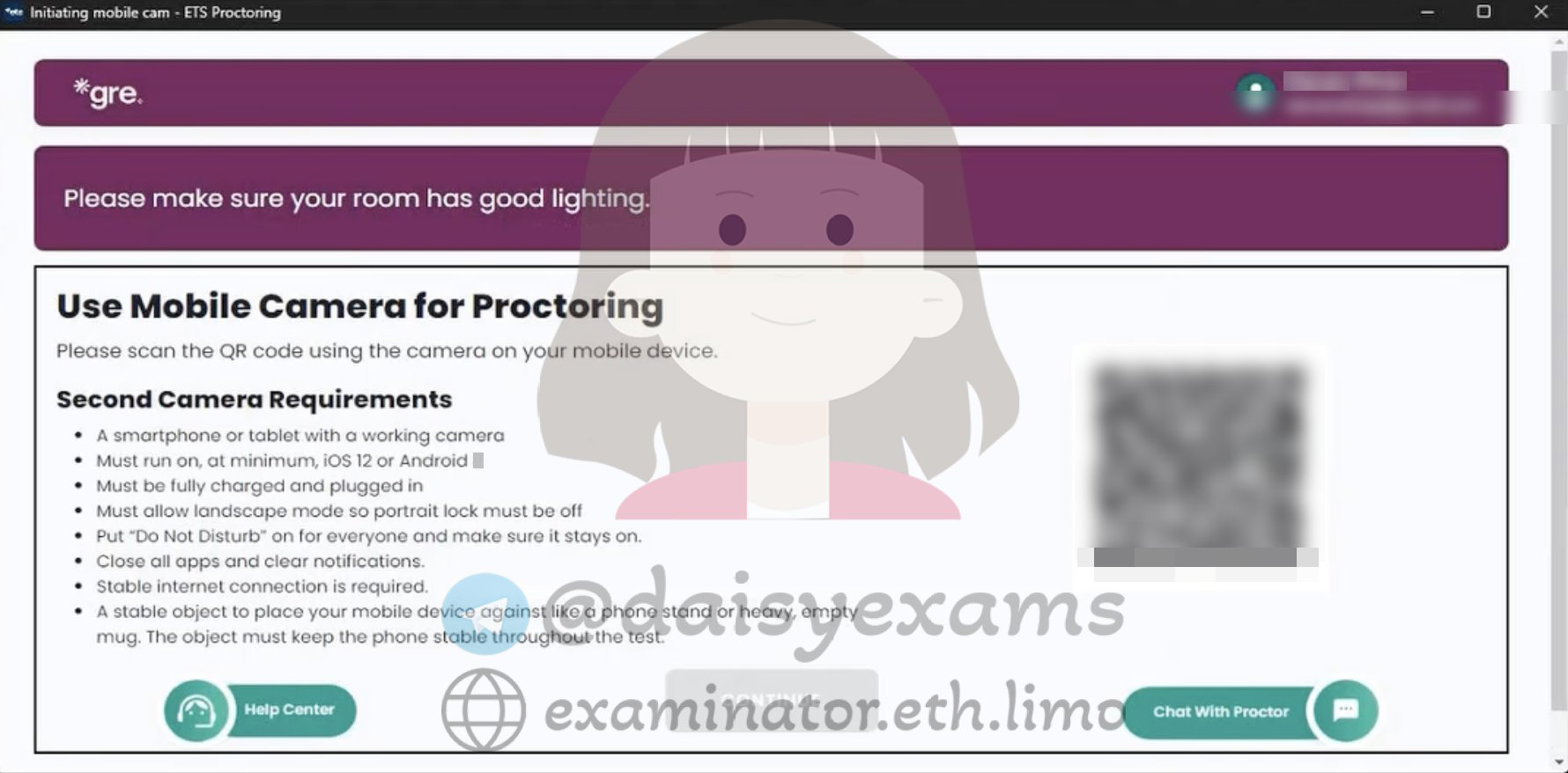 ETS Use Mobile Camera for Proctoring — GRE second-camera QR scan and requirements