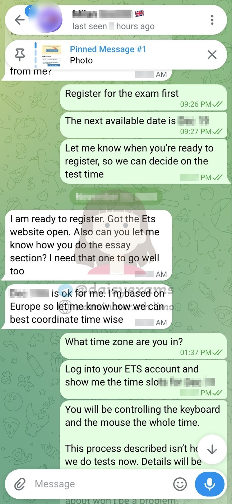 Client asks how the GRE essay section is handled: I need that one to go well too