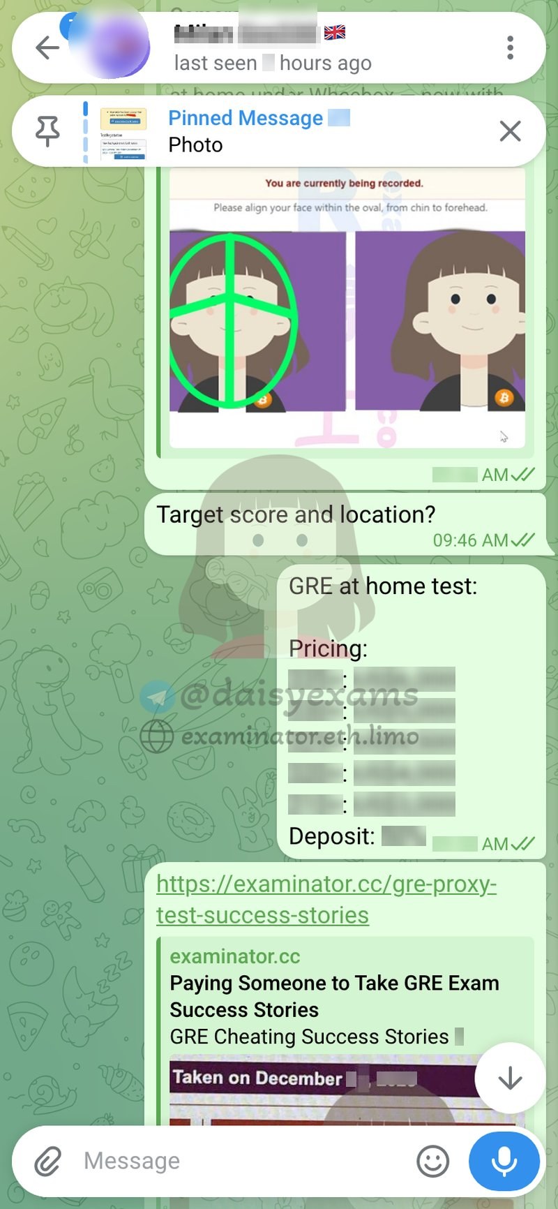 Target score, location and tiered GRE pricing discussed in chat