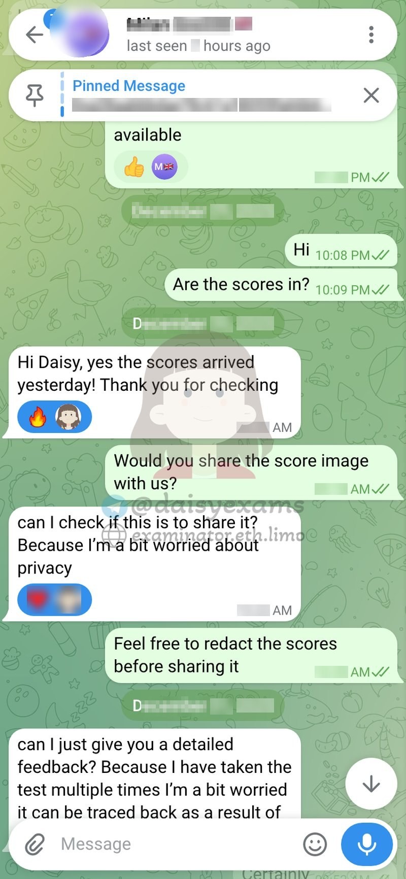 Client raises a privacy concern about being traced; we tell him to redact whatever he likes