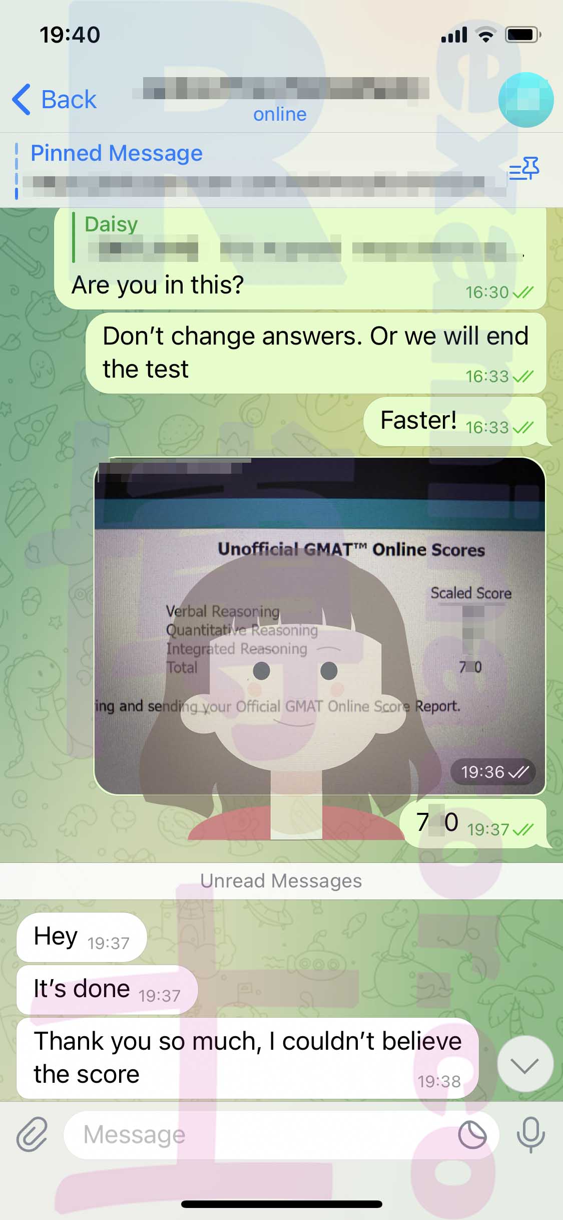 screenshot delle chat per Truffa nel GMAT storia di successo #487