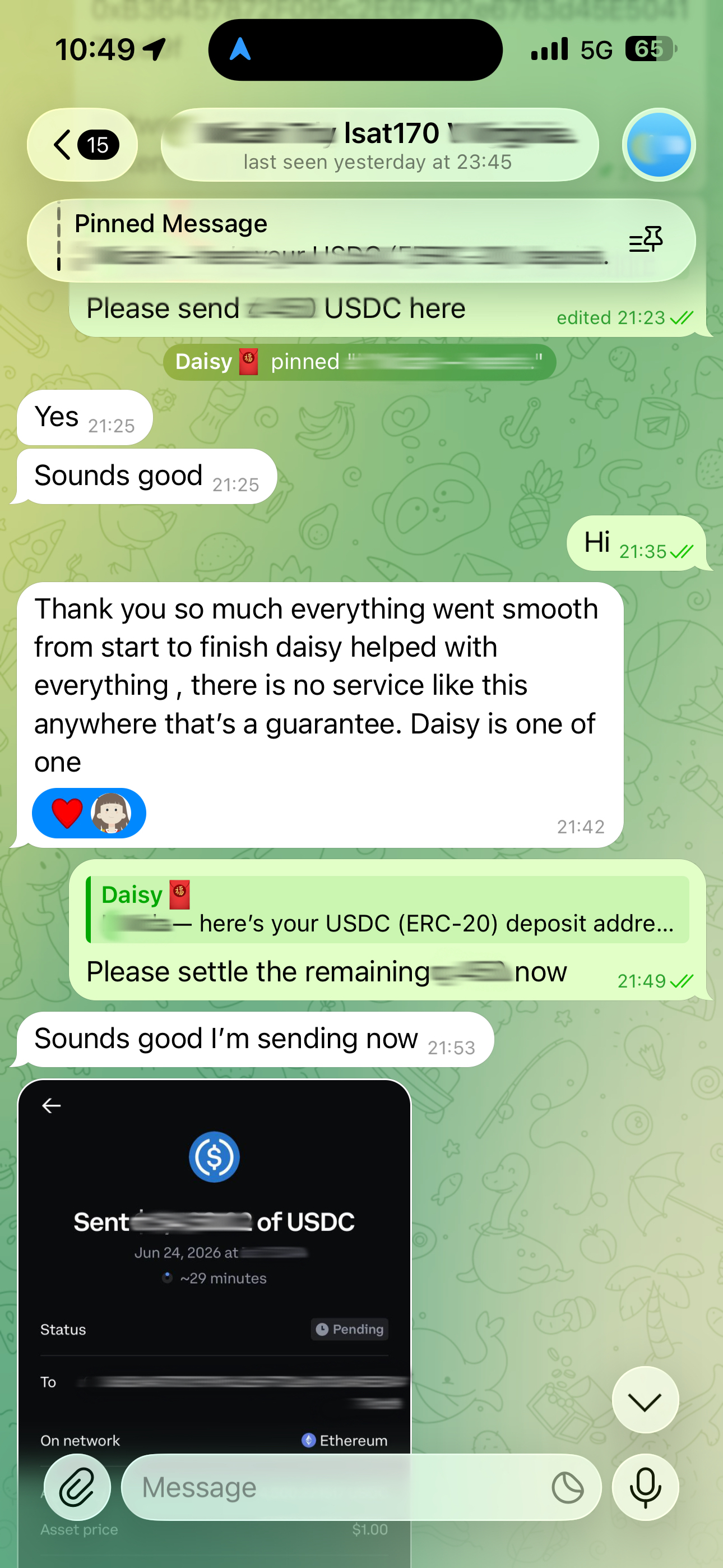 screenshot of chat logs for LSAT 부정행위 success story #750