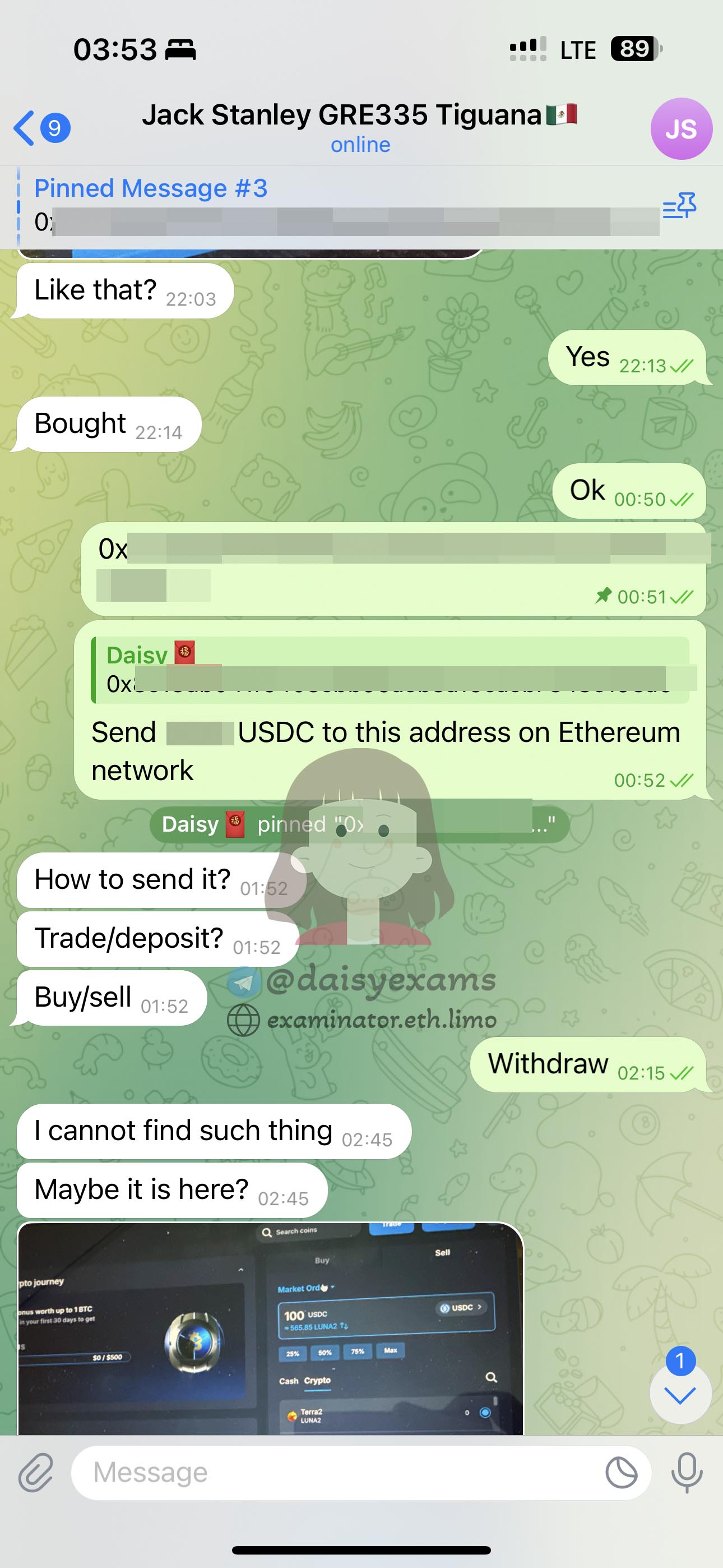 screenshot of chat logs for GREでの不正行為 success story #707