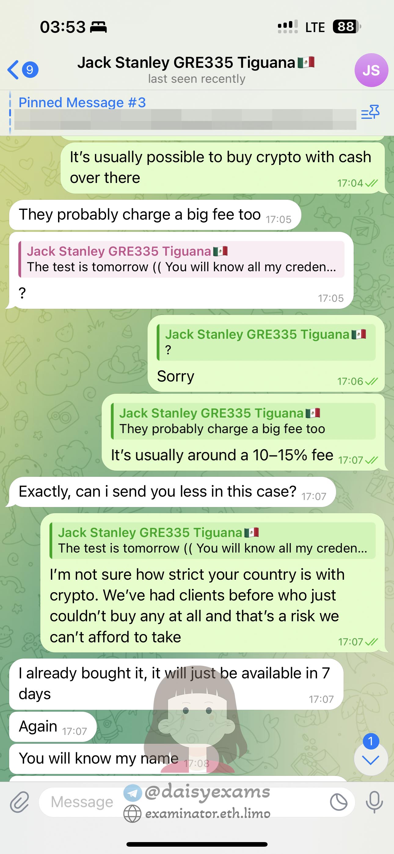 screenshot of chat logs for GREでの不正行為 success story #707