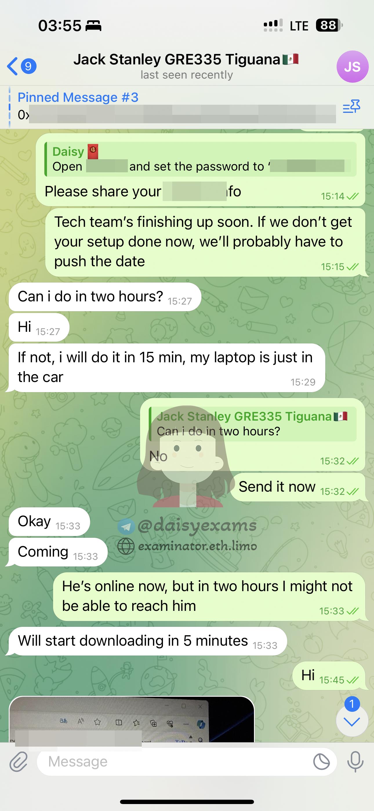 GRE代考保分成功案例#707的与客户对话截图