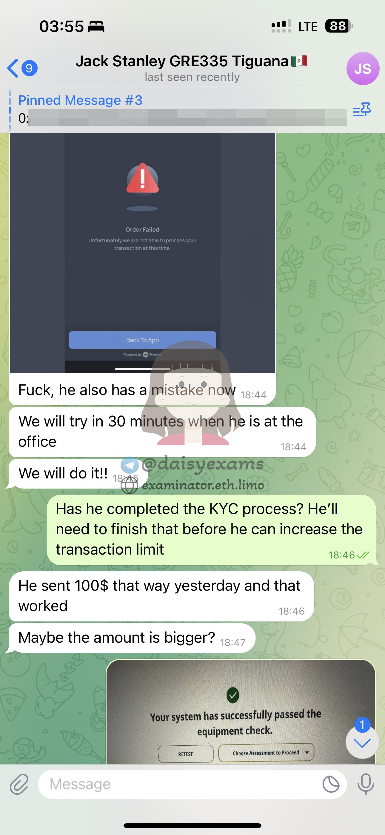 GRE代考保分成功案例#707的与客户对话截图