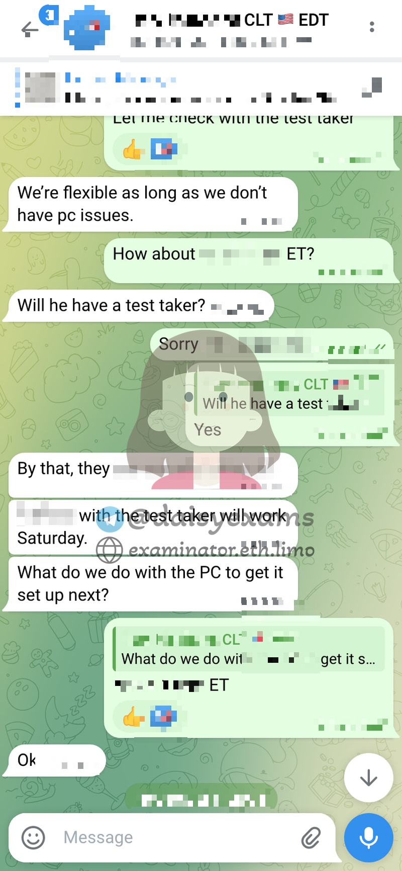 SAT代考保分成功案例#743的与客户对话截图