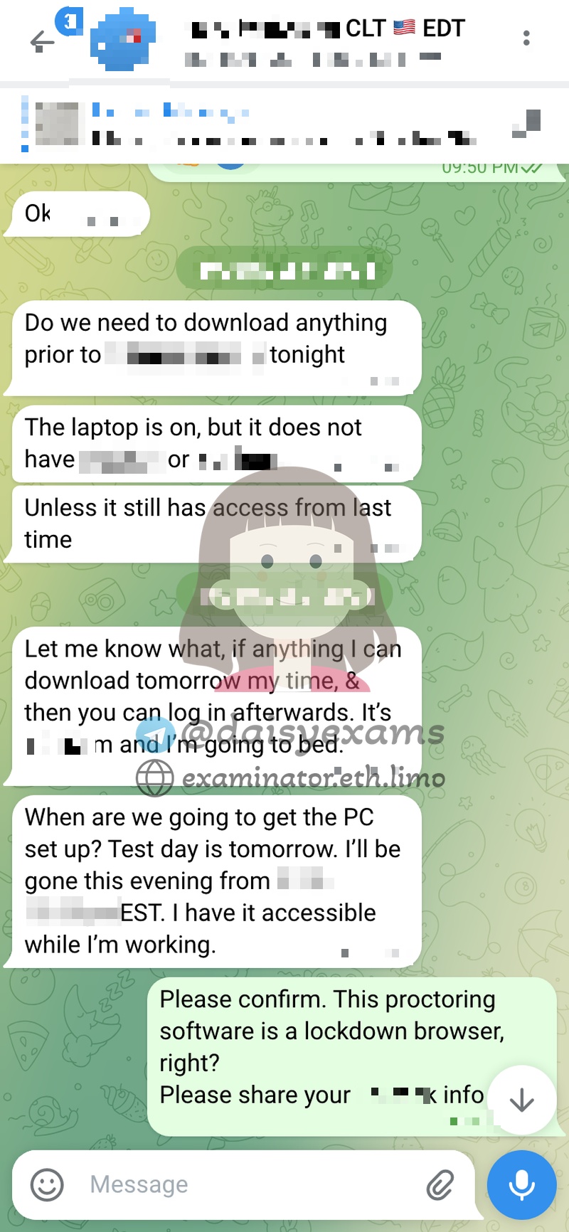 SAT代考保分成功案例#743的与客户对话截图