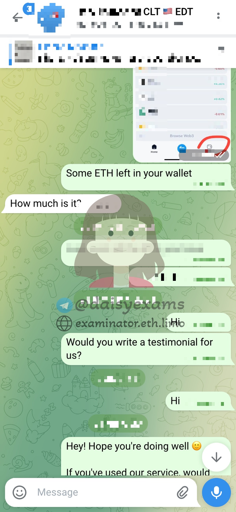 Testimonio de Transferencia ETH