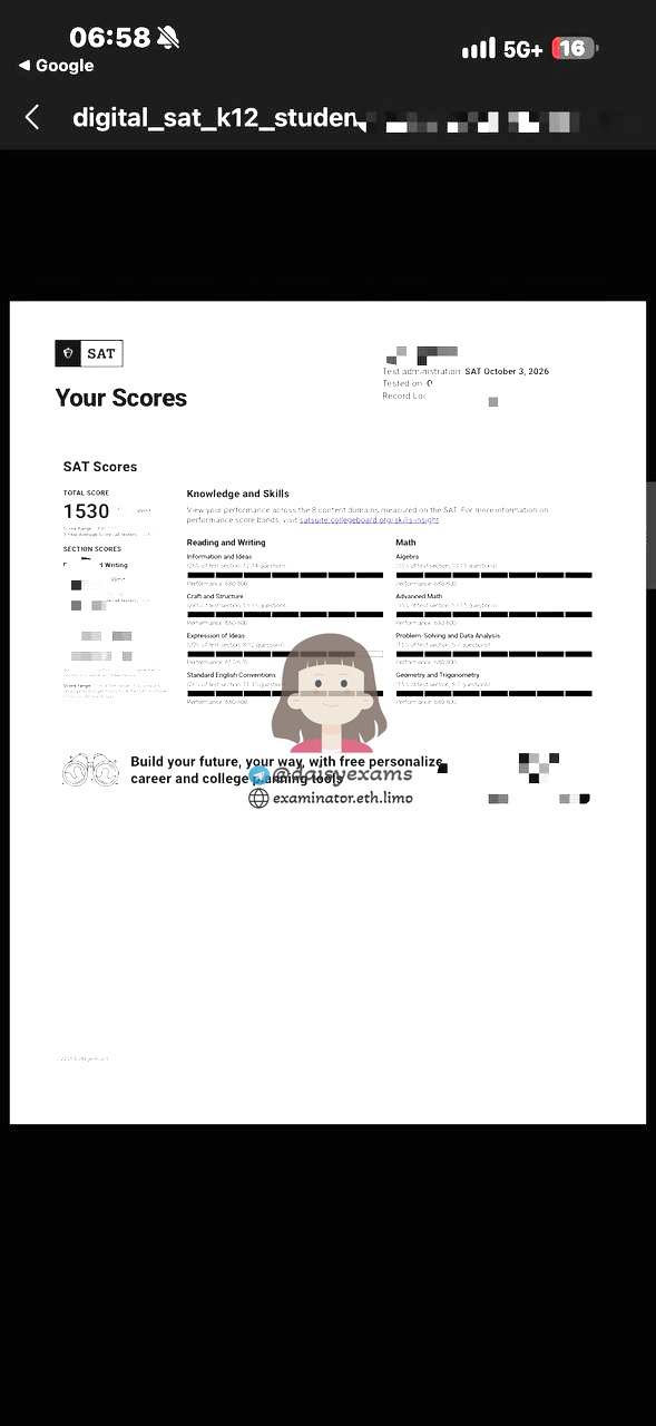 screenshot of chat logs for SAT Cheating success story #762