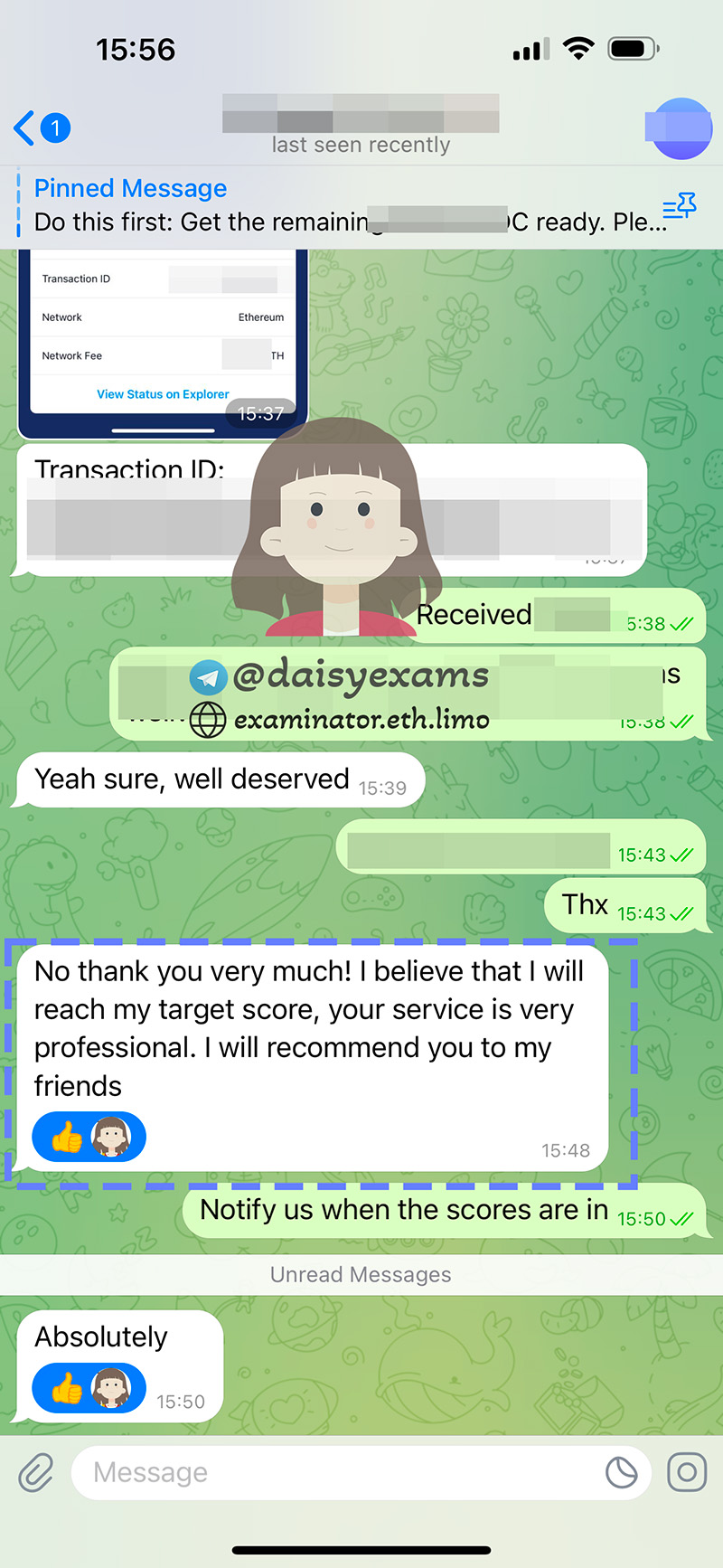 daisy examinator 토플 부정행위 고객을 구하다