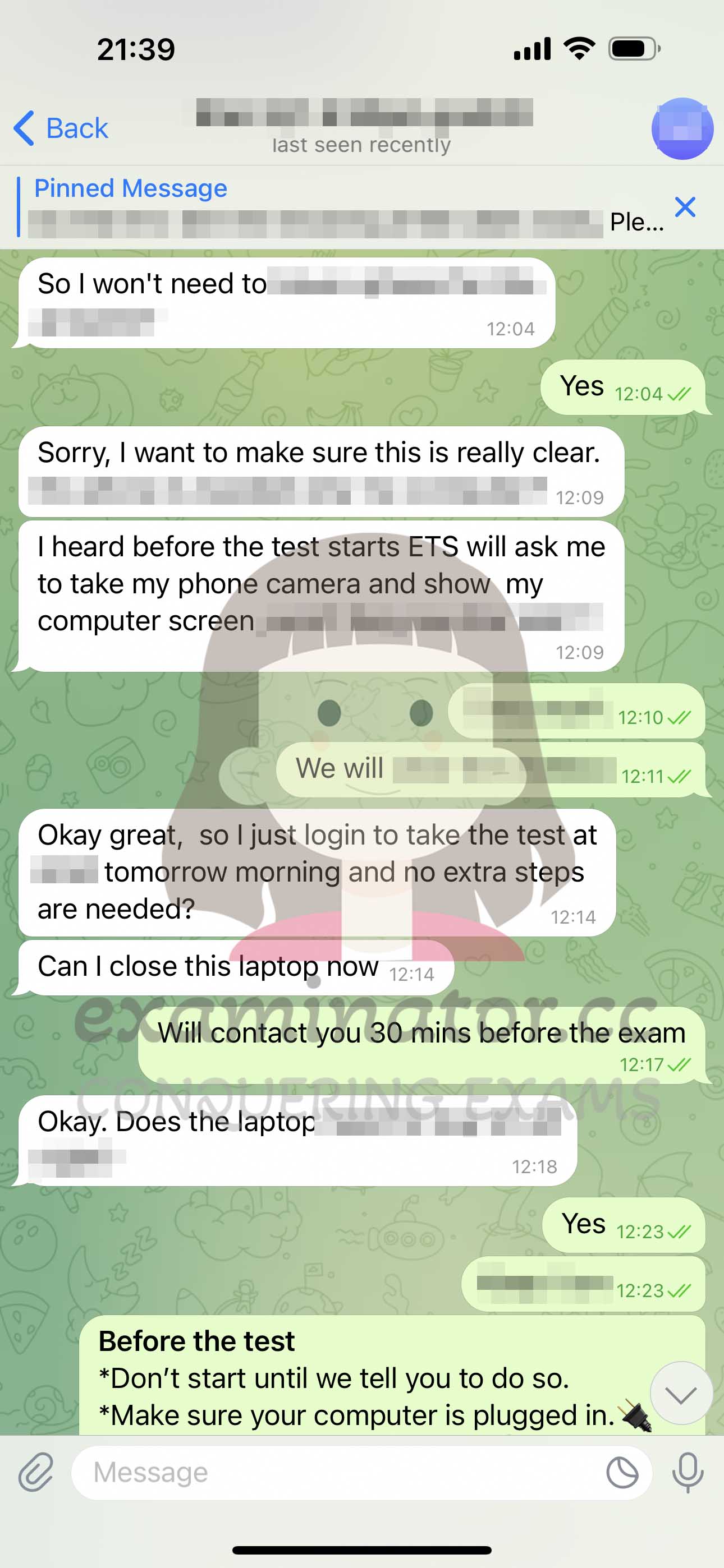 screenshot of chat logs for Trampa en GRE success story #609