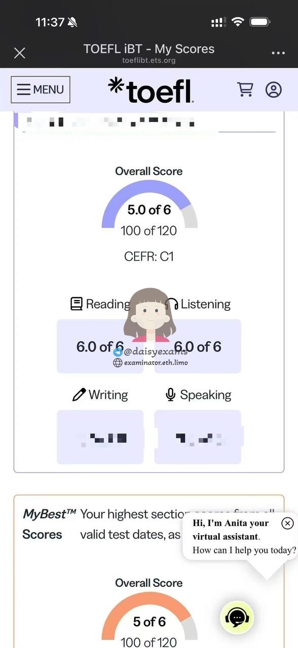 screenshot of chat logs for Trampa en TOEFL success story #741